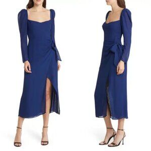 NEW Reformation Navy Theo Midi Dress in Navy Size 12#2542*